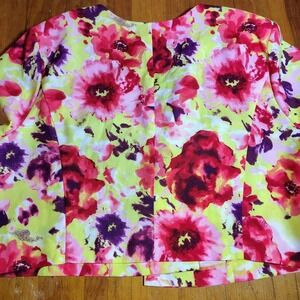 ROAMANS 32W Floral Print Bolero Jacket Studded‎ Neckline artsy colorful spring